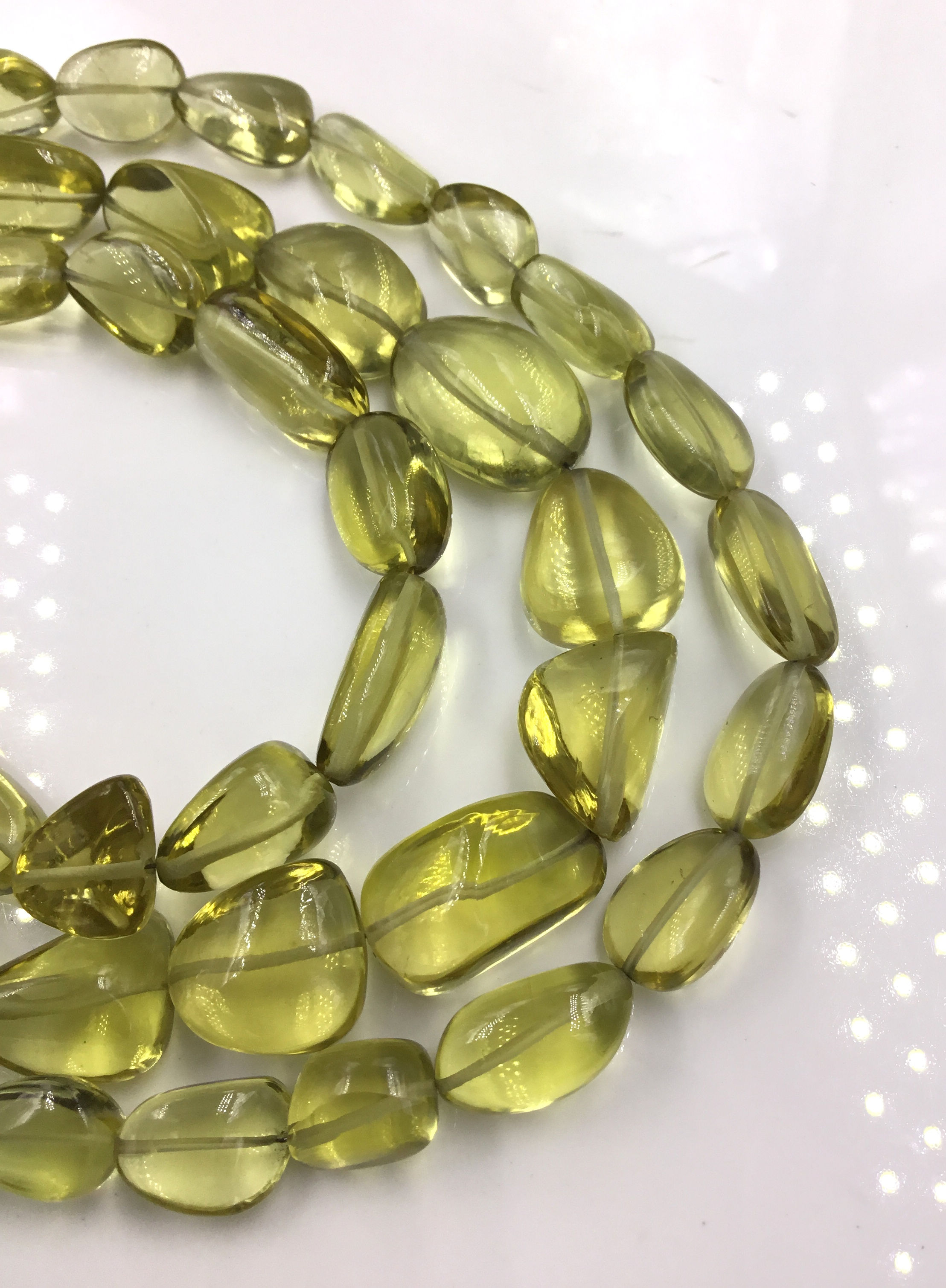 Lemon Quartz Plain Tumbles 1 Strand Natural Gemstone