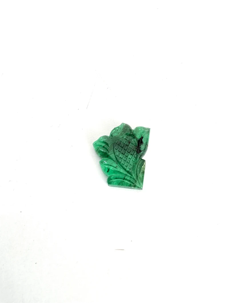 Miniature : Natural Emerald Fancy Flower Carving Loose Gemstone
