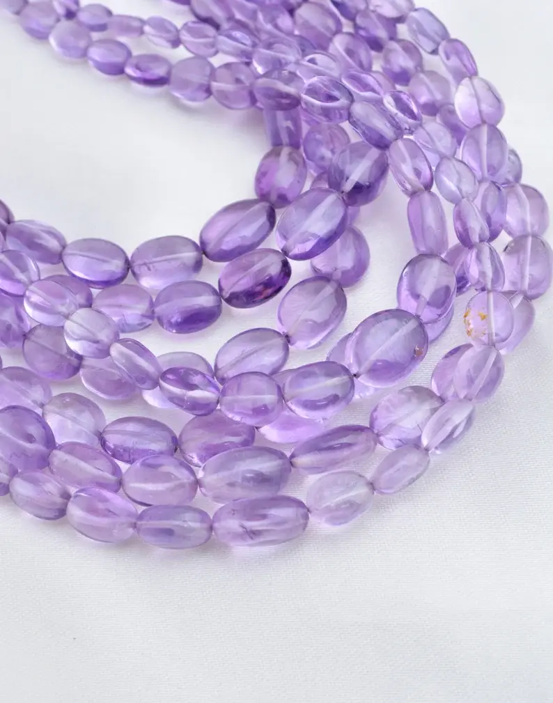 Miniatura: Natural Amethyst Smooth Tumbles Beads I 16 Inches Amethyst Smooth Tumbles Beads
