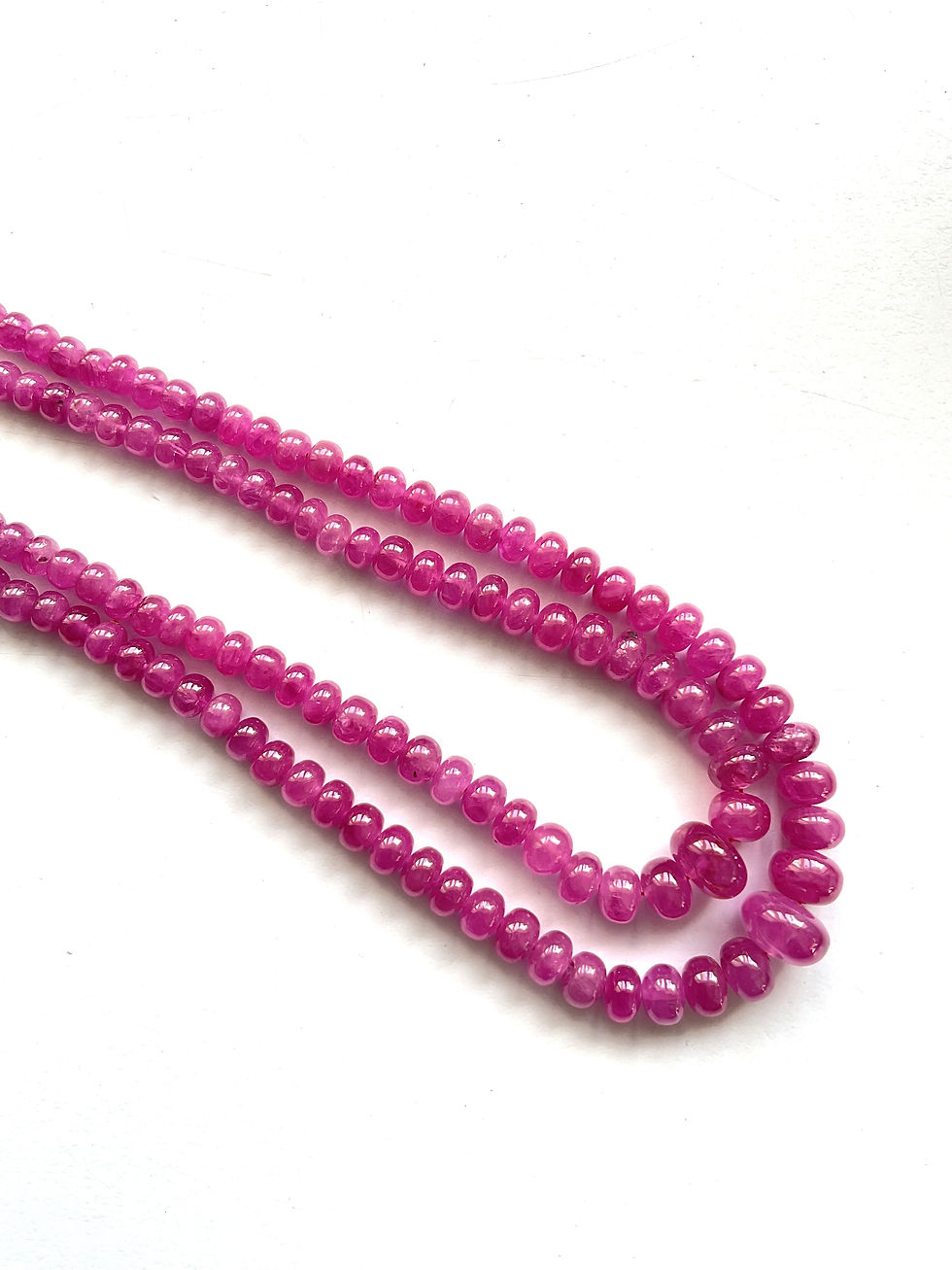 Thumbnail: Burmese Ruby Heated Plain Beads Ruby Beaded Gemstone Necklace