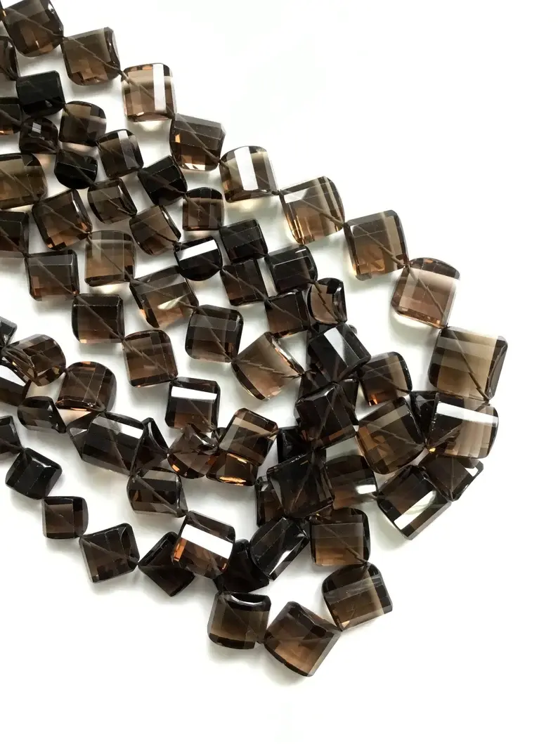 Miniatura: Natural Smoky Quartz Faceted Tumbles Beads Gemstone Necklace