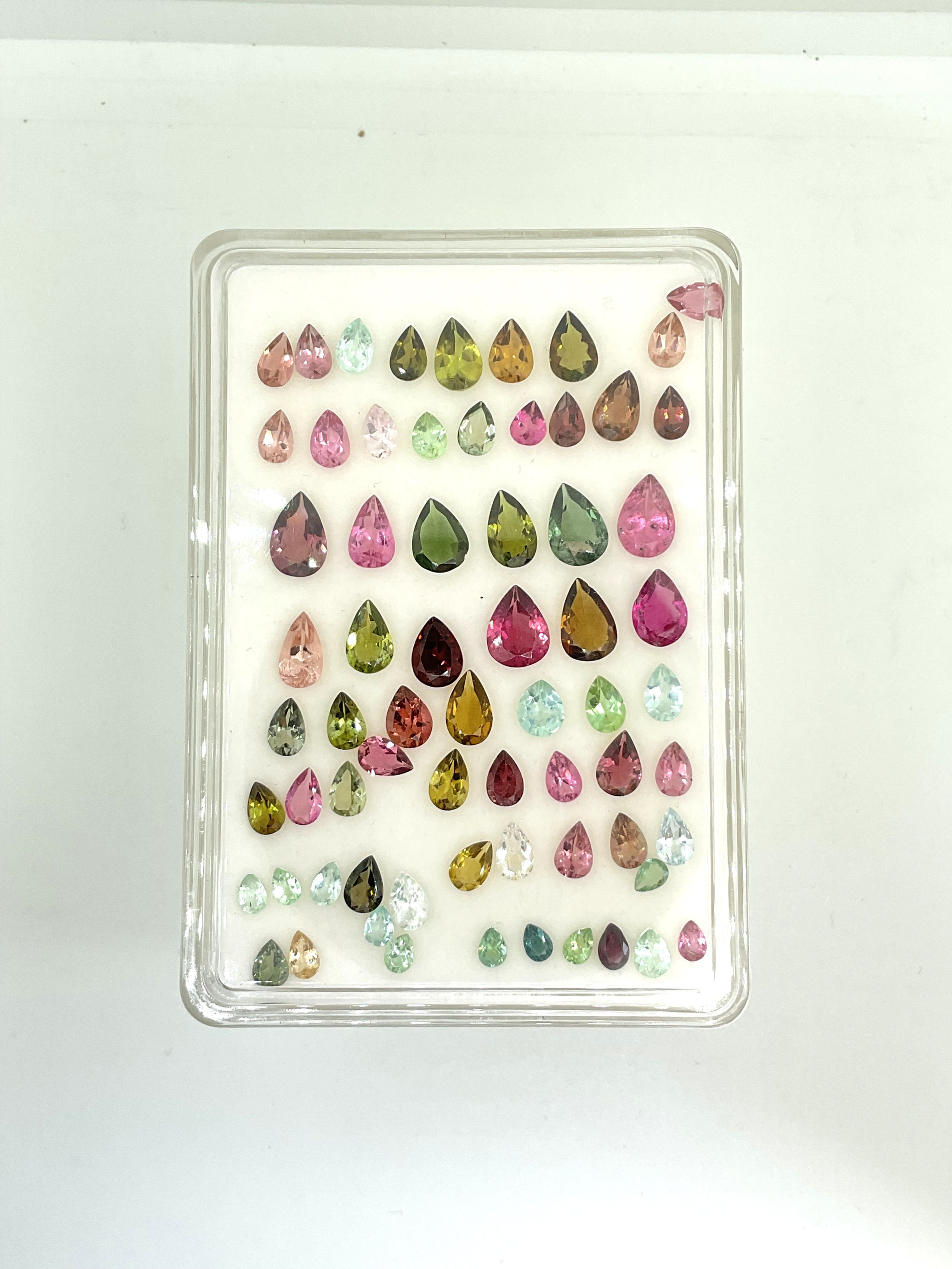 31.10 Carats Multi Tourmaline Pear Cut Stone Natural Gem For Top Fine Jewelry