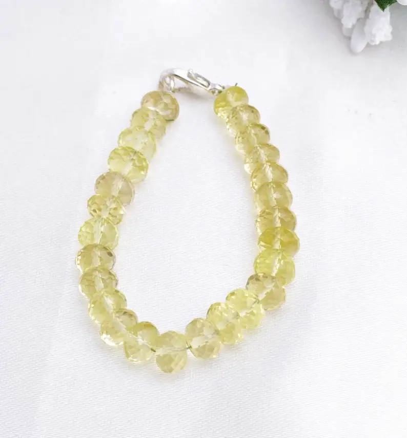 Miniatura: Citrine Faceted Beads 7 to 8 mm l 5 Inches Natural Citrine Faceted Rondelle Bead