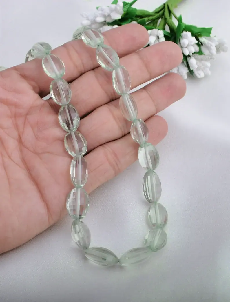 Miniatura: Green Amethyst Checker Cut Fancy Carving Necklace , Gemstone For Jewelry