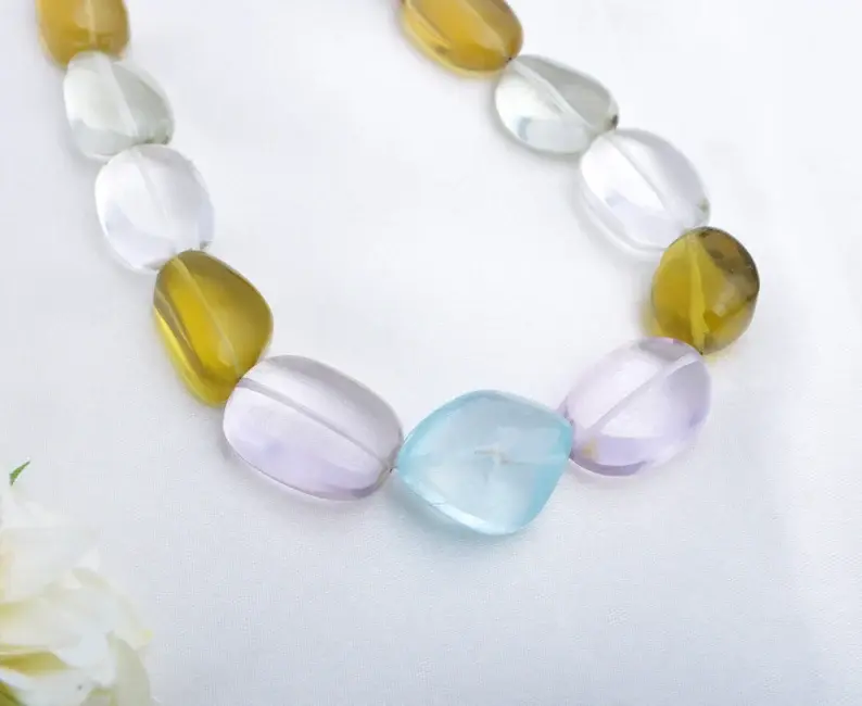 Miniatura: Assorted Gemstone Plain Tumble Necklace l 20 Inches Natural Mixed Gems Beads