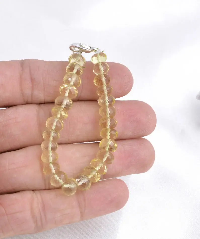 Miniatura: Citrine Faceted Beads 7 to 8 mm l 5 Inches Natural Citrine Faceted Rondelle Bead