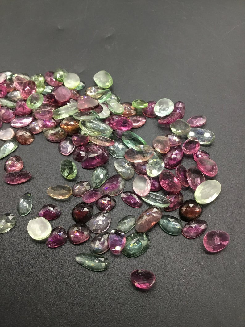 Miniatura: Tourmaline Rose Cut Multi Color Faceted Natural Gemstone Jewellery Making Set