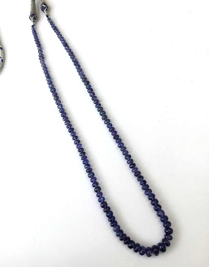 الصورة المصغرة: Tanzanite Smooth Beads Gemstone Necklace