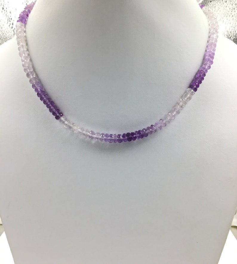 Natural Amethyst Faceted Shaded Beads Gemstone Necklace