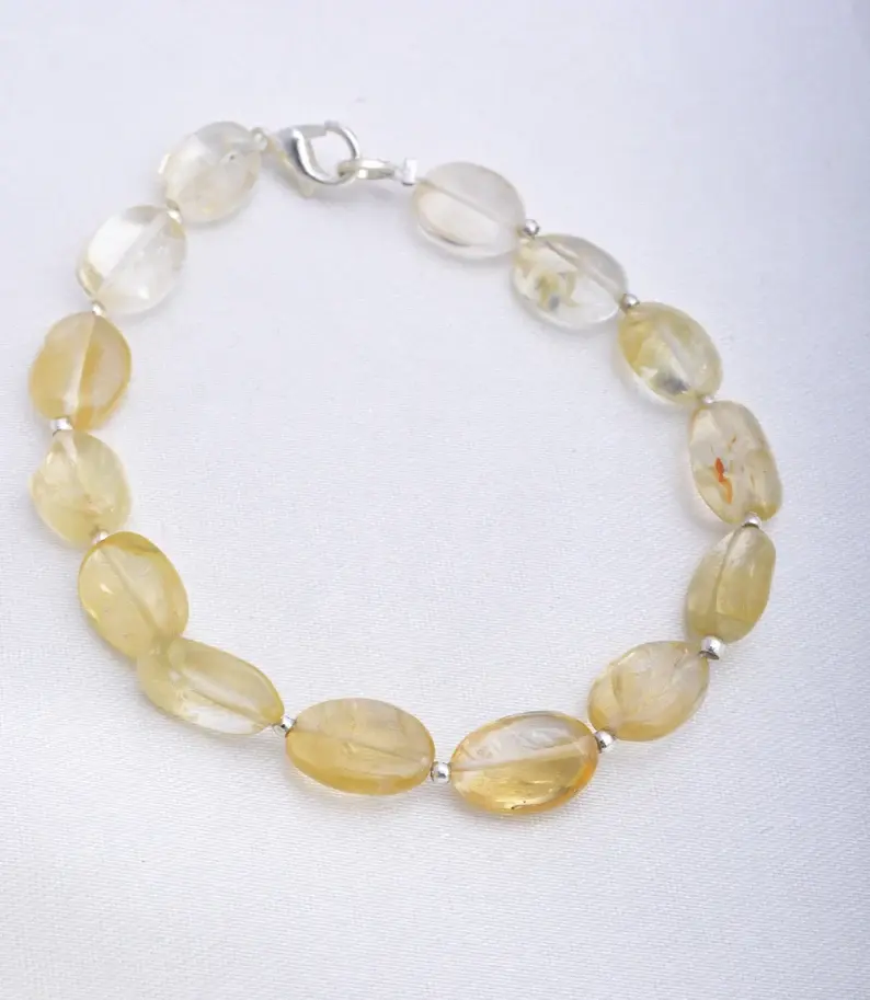 Miniatura: Citrine Smooth Tumble Beads l 6.5 Inches Natural Citrine Plain Tumbles Beads