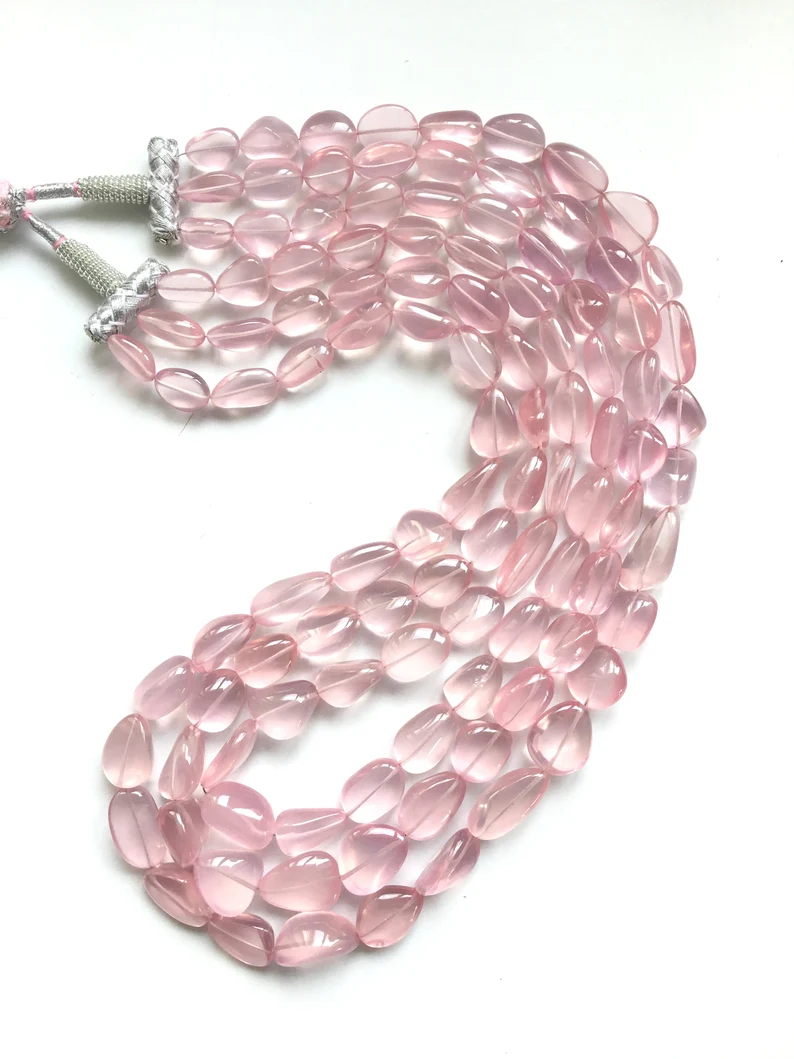 Thumbnail: Rose Quartz Tumbles 3 Strands Natural Gemstone