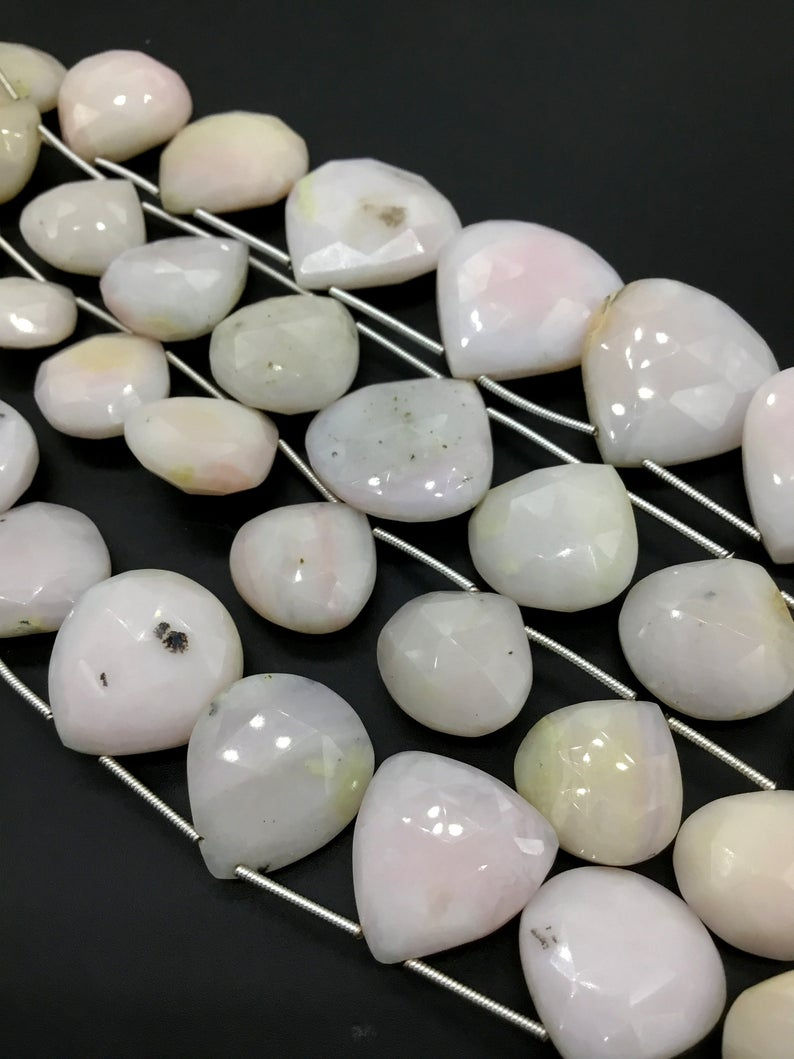 Thumbnail: Pink Opal Faceted Pear Shape Natural Gemstone Quality Opal Necklace 8 ''