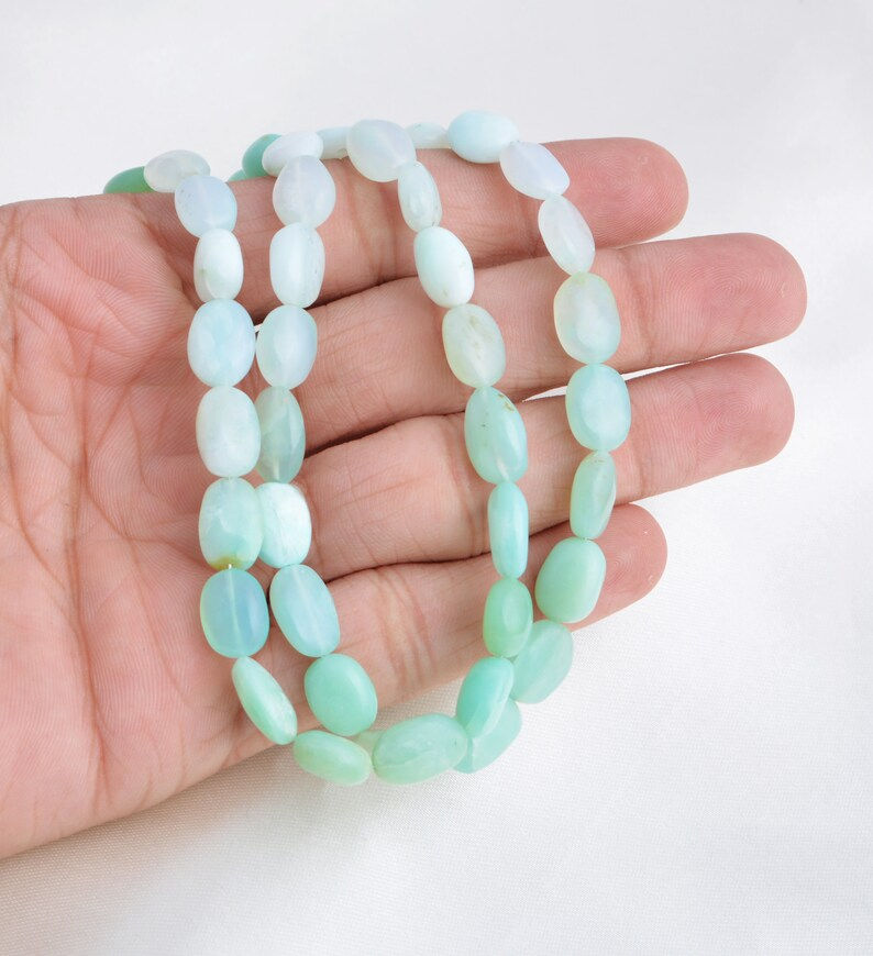 Miniature : Natural Blue Opal Smooth Shaded Oval Beads Gemstone