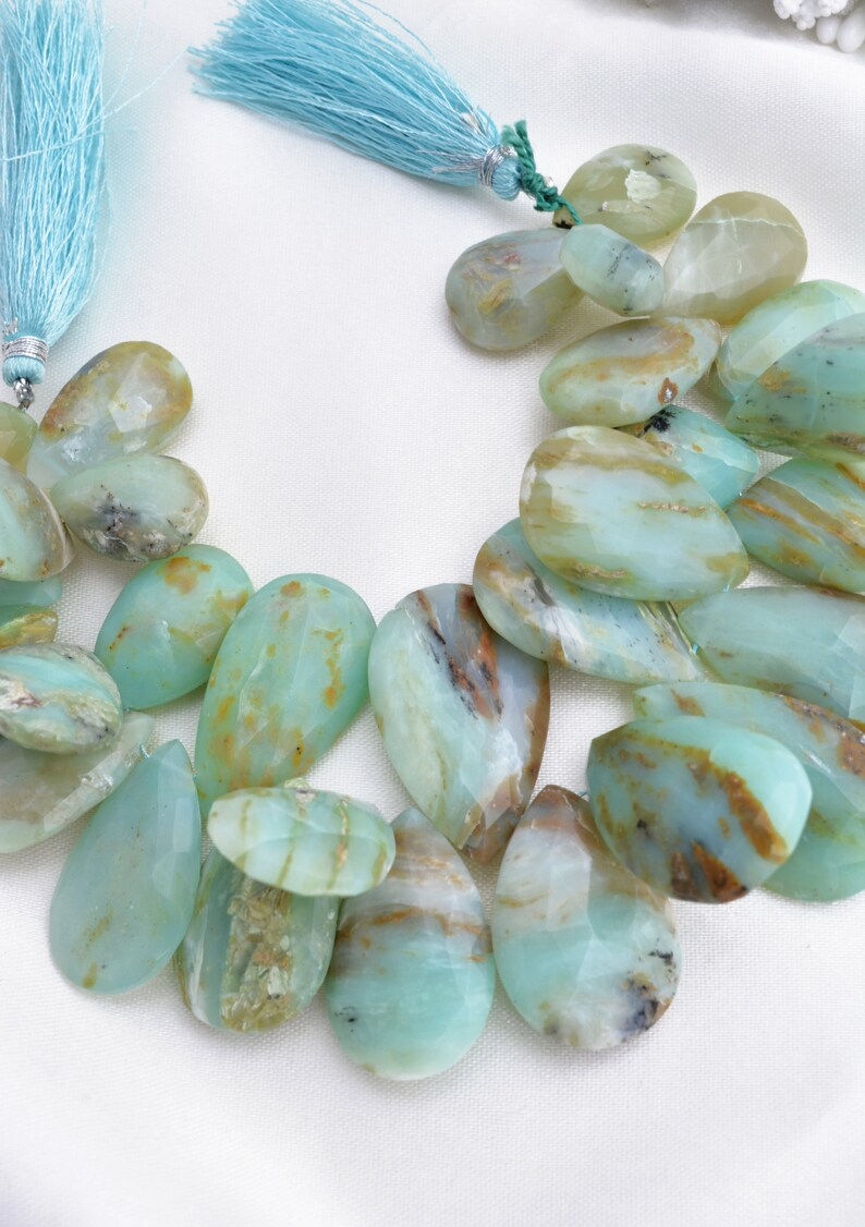 Thumbnail: Peruvian Opal Faceted Almond 1 Strand Natural Gemstones