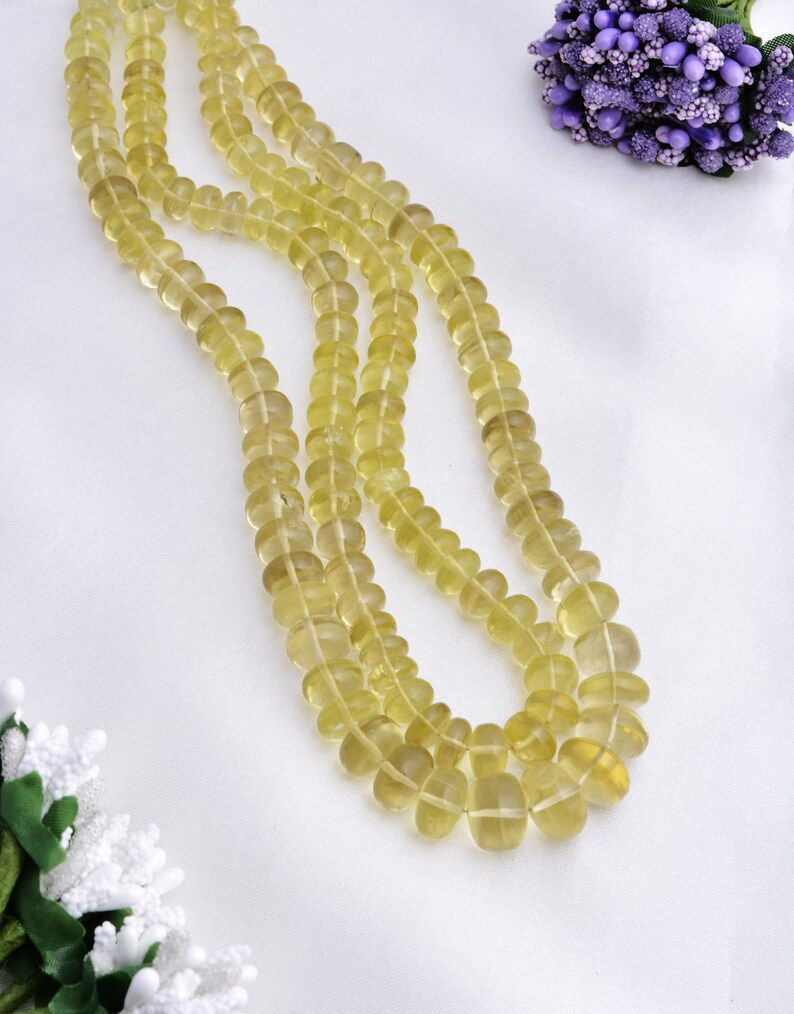 Miniatura: Natural Lemon Quartz Smooth Beads 8mm to 13mm Gemstone Beads