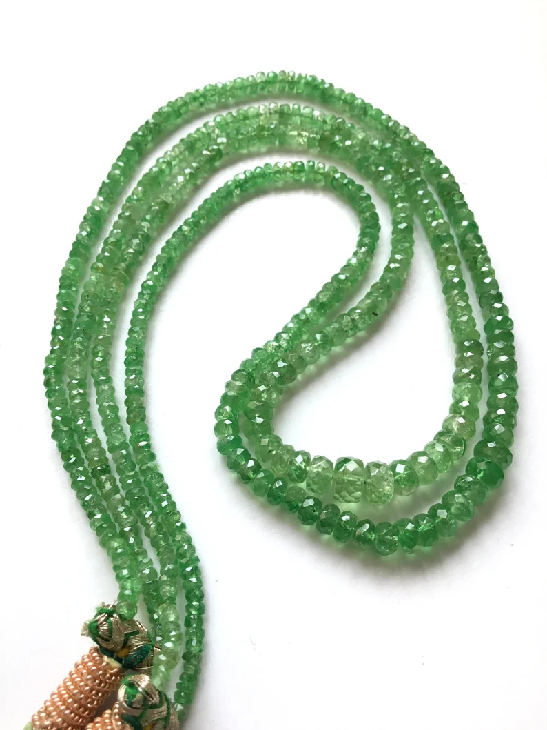 Miniatura: Tsavorite Faceted Beads 2 Strands Natural Gemstone