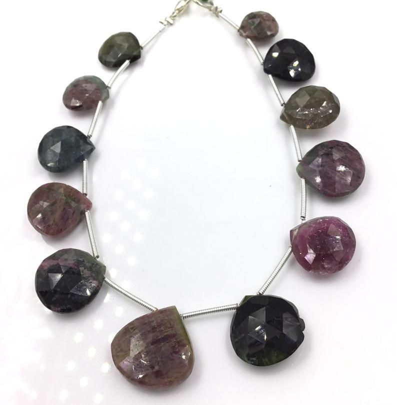 Miniatura: Tourmaline Pear Beads Faceted Multi Tourmaline Colours 96.20 carats