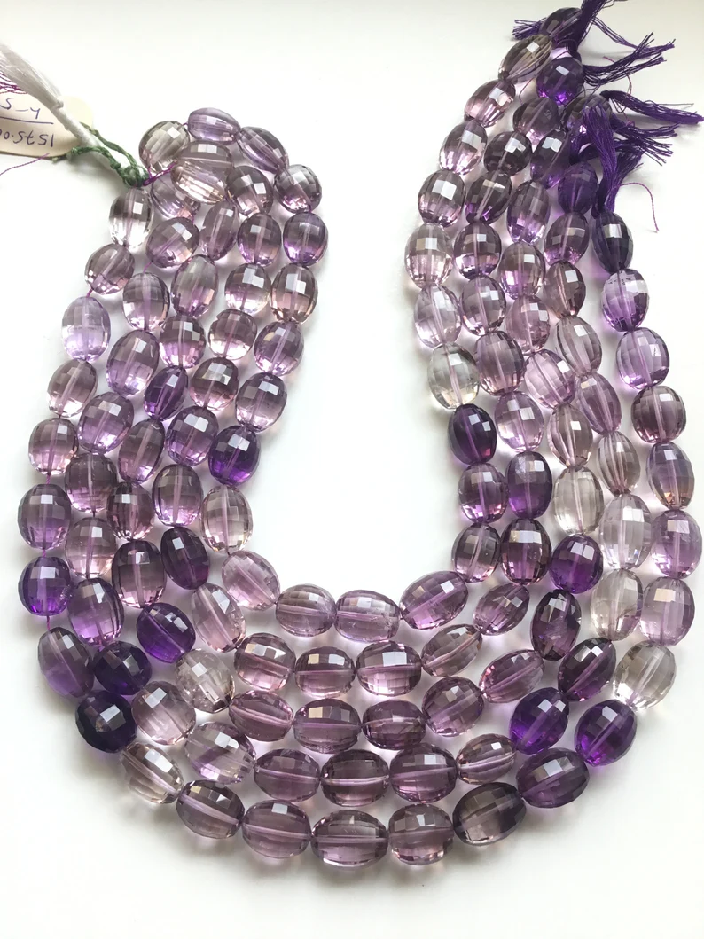 الصورة المصغرة: Amethyst Concave Cut Ovals 1 Strand Natural Gemstone