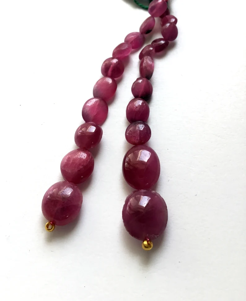 Miniatura: Pink Tourmaline Plain Tumbles Beads 2 Strands Natural Gemstone
