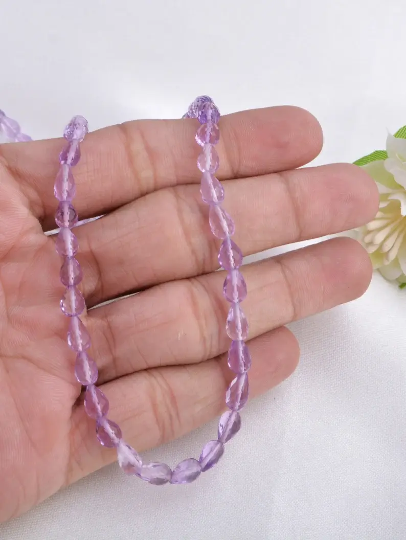 Miniatura: Pink Amethyst Faceted 62.00 Carats Amethyst Drops Pink Amethyst Drops Necklace