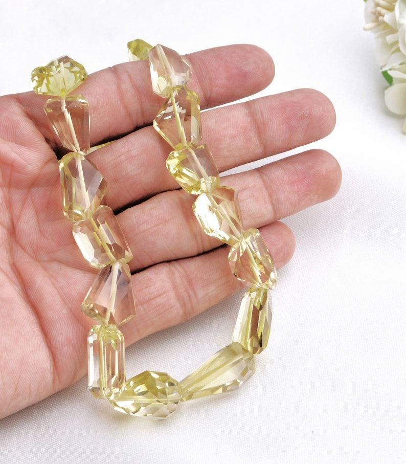 Miniatura: Natural Lemon Quartz Faceted Tumbles Beads Gemstone Necklace