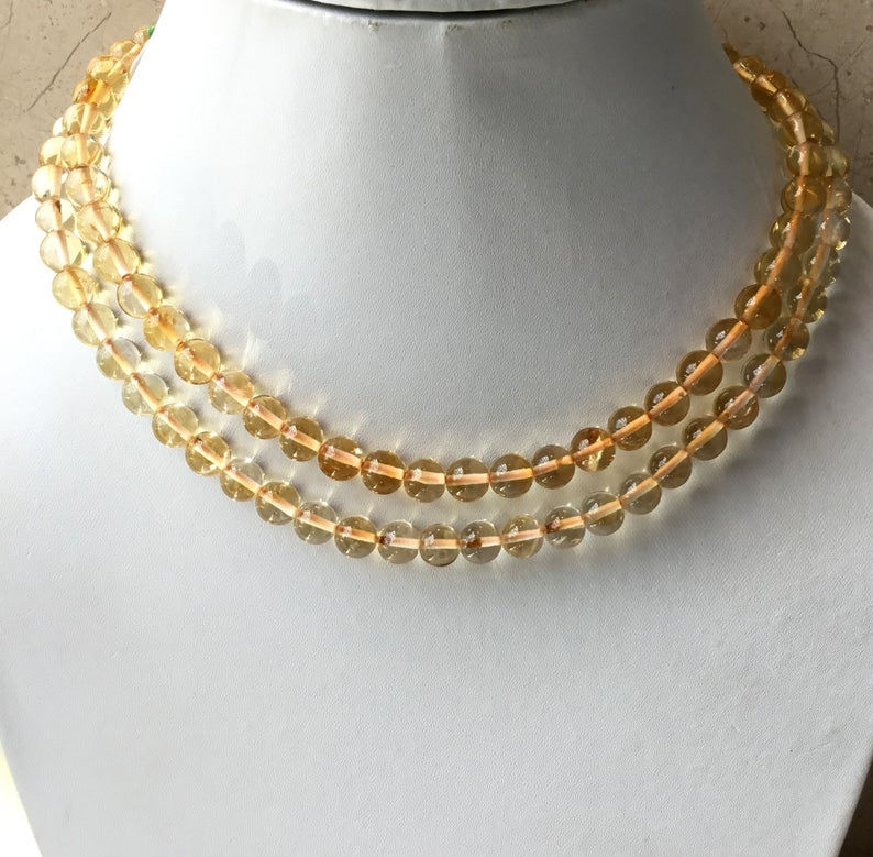 الصورة المصغرة: Citrine Smooth Ball Beads Natural Gemstones For Jewelry