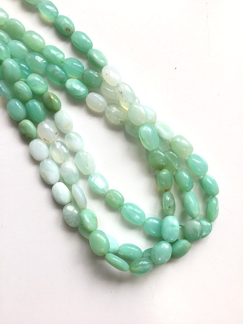 Miniatura: Natural Blue Opal Smooth Tumbles Beads Gemstone Necklace