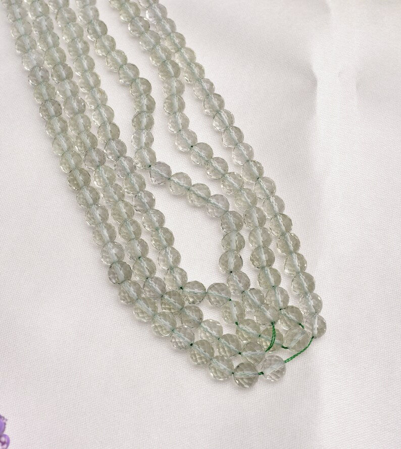 Thumbnail: Green Amethyst Faceted Balls Beads Natural Gemstone Necklace, Gemstone For Bulk