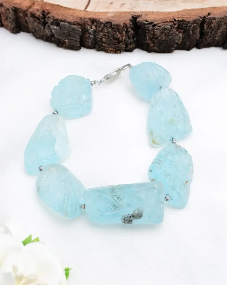 Sky Blue Topaz Carving Fancy Mix Shape Natural Gemstone