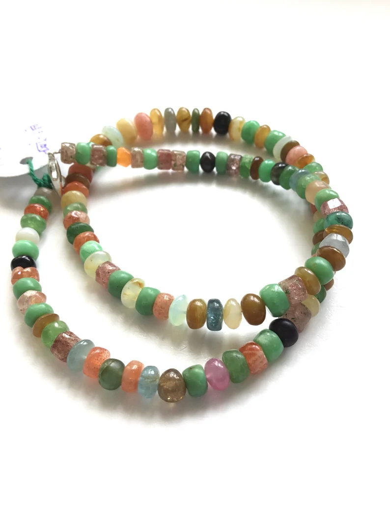 Thumbnail: Mixed Gems Plain Beads Natural Gemstone Necklace