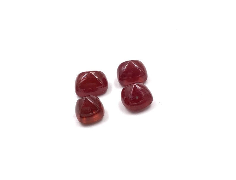 Miniatura: Natural Ruby Sugarlaof Cabochon 4 Pieces Loose Gemstone