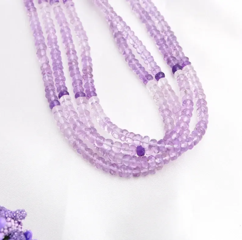 Thumbnail: Amethyst Faceted Shaded Beads l 16 Inches Natural Amethyst Faceted Beads