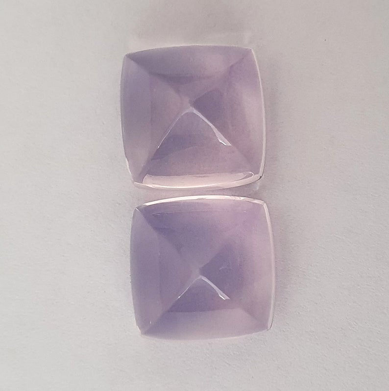 Thumbnail: Lavender Quartz sugarloaf pair natural gemstone 13mm , 27 carats Pair Average