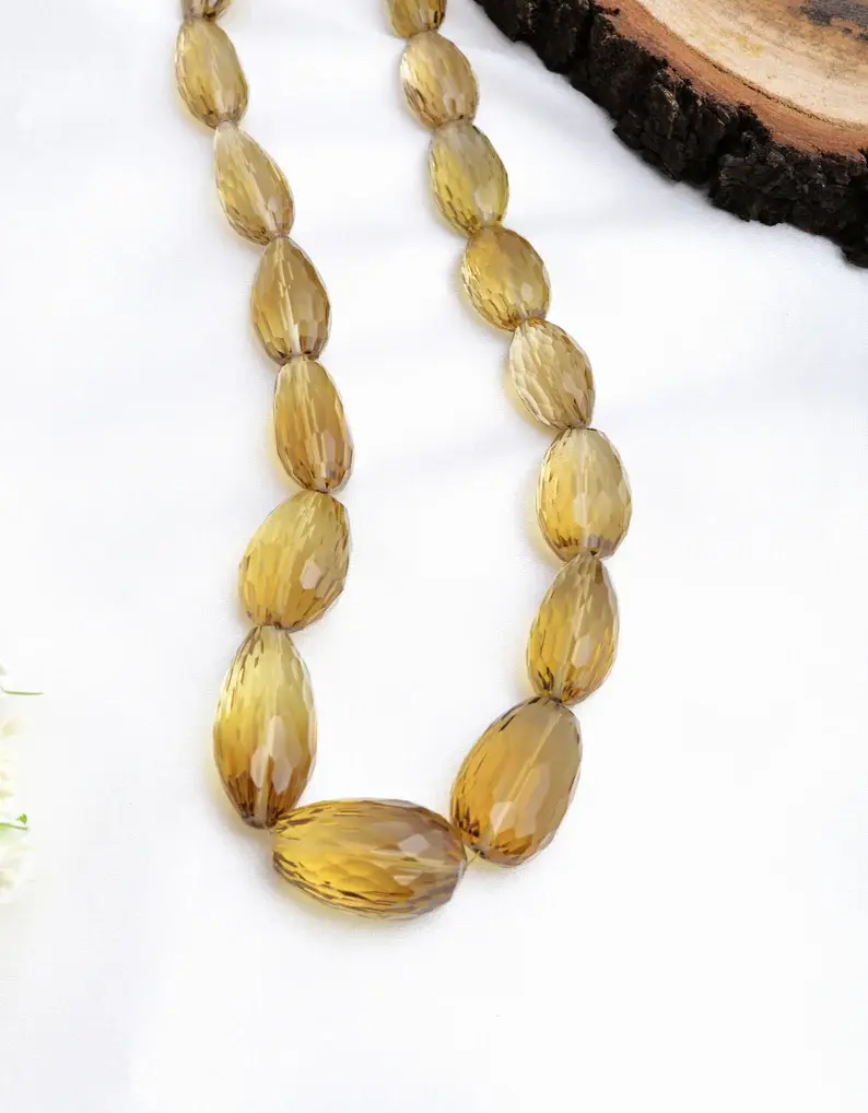 Beer Quartz Faceted Tumble Natural Gemstone Necklace, Gemstone For Jewelry