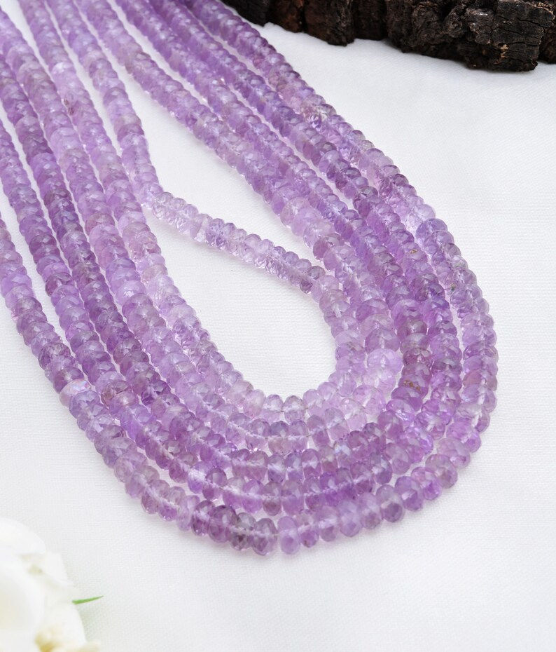 Miniatura: Amethyst Faceted Rondelle Beads I 5 mm to 6 mm Natural Amethyst Faceted Beads