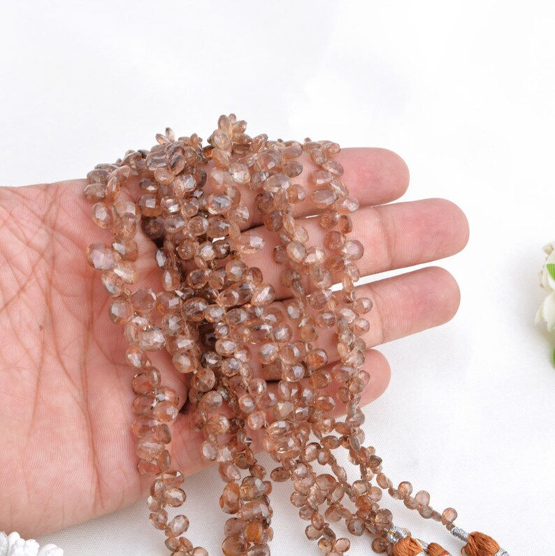 Miniatura: Andalusite Faceted Pear Natural Gemstone Beads For Jewelry