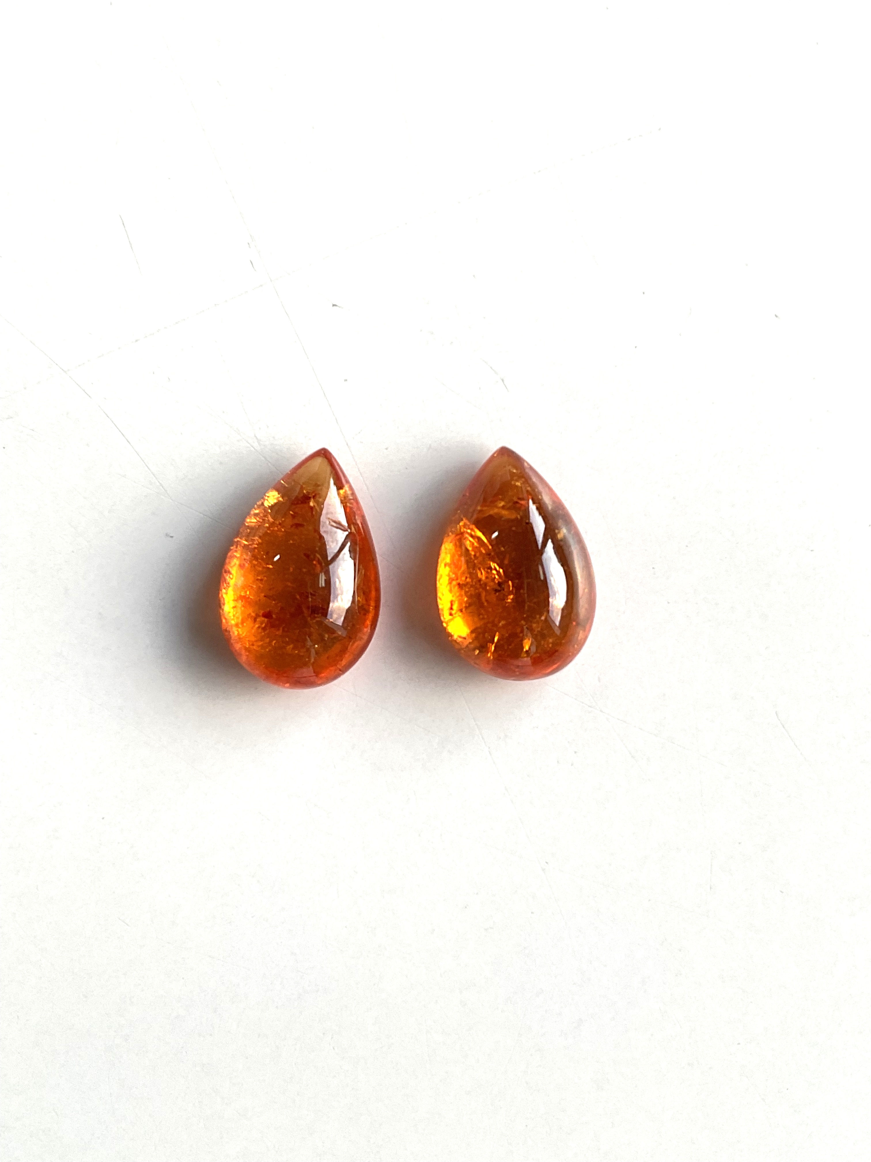 18.64 Carats Fanta Spessartite Garnet Pear 2 Pieces Top Quality Natural Gemstone