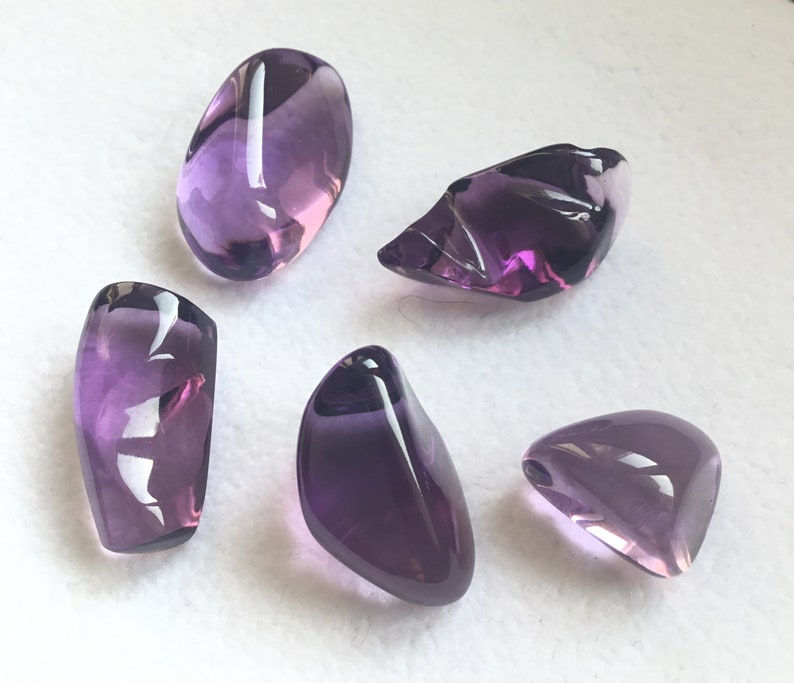 Miniatura: Amethyst Smooth Tumble Natural Loose Gemstone For Jewelry