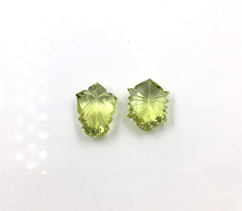 縮圖：Natural Lemon Quartz Fancy Carving Loose Gemstone