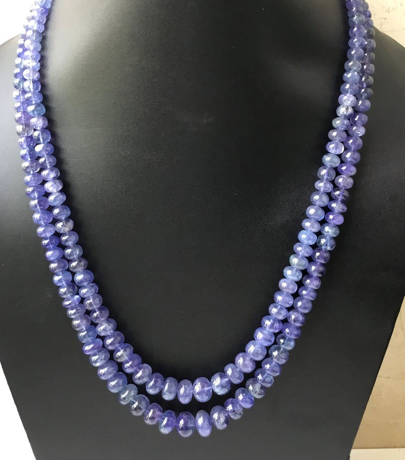 الصورة المصغرة: Tanzanite Smooth  Beads Gemstone Necklace