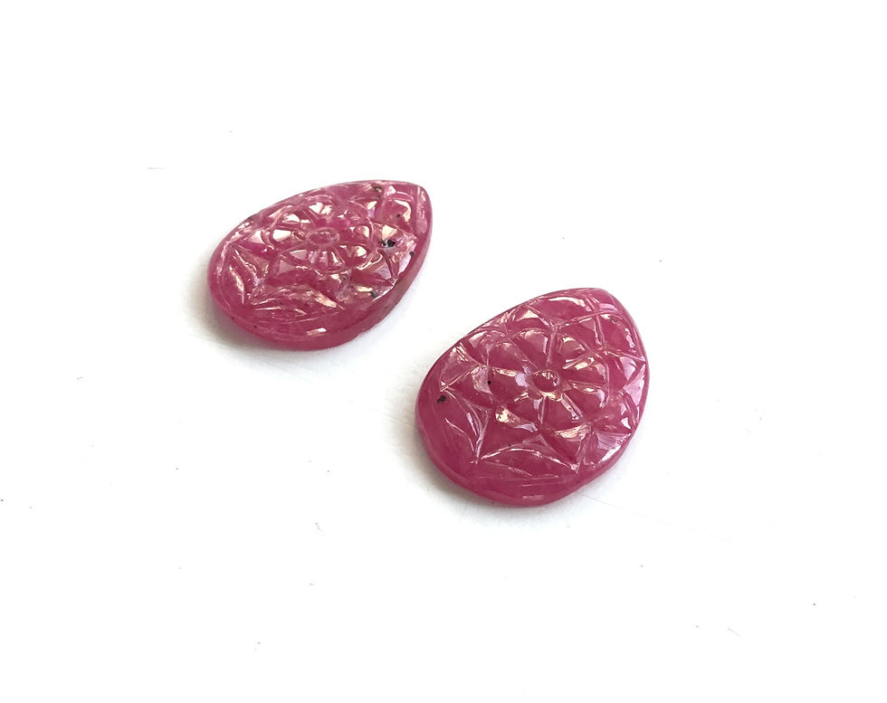 Thumbnail: Ruby Mozambique Ruby Carved Pears Heated ruby carving natural ruby For Jewelry