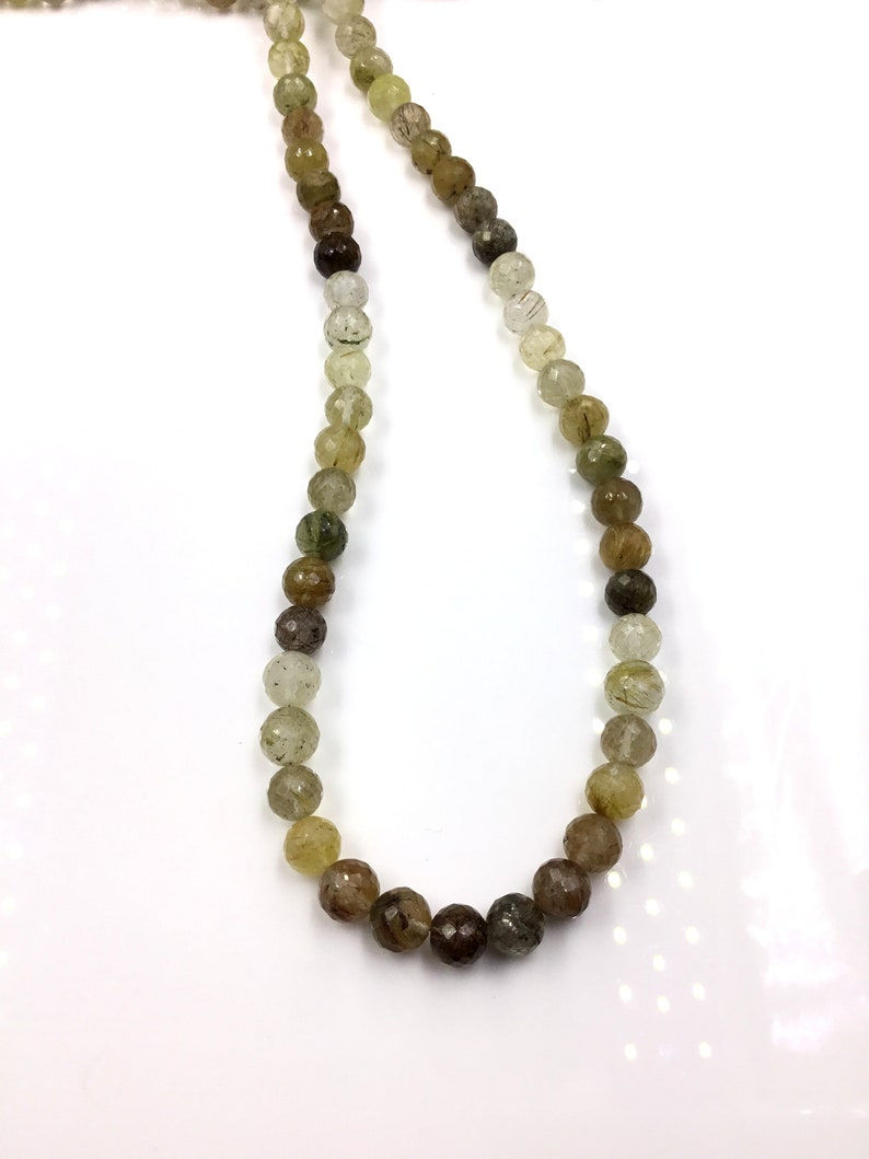Miniaturbild: Natural Rutile Faceted Ball Beads Gemstone Necklace