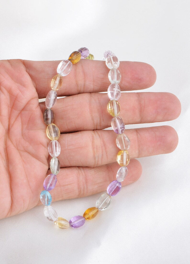 Miniaturbild: Natural Mixed Gemstone Checker Cut Ovals Gemstone Beads
