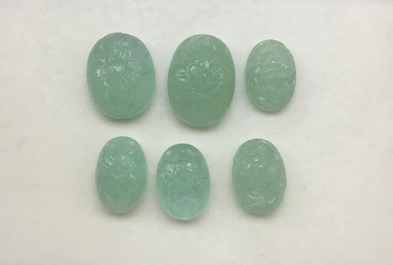 Miniatura: Aquamarine Carving Top Quality Carving Shape Natural Gemstone Jewellery Making