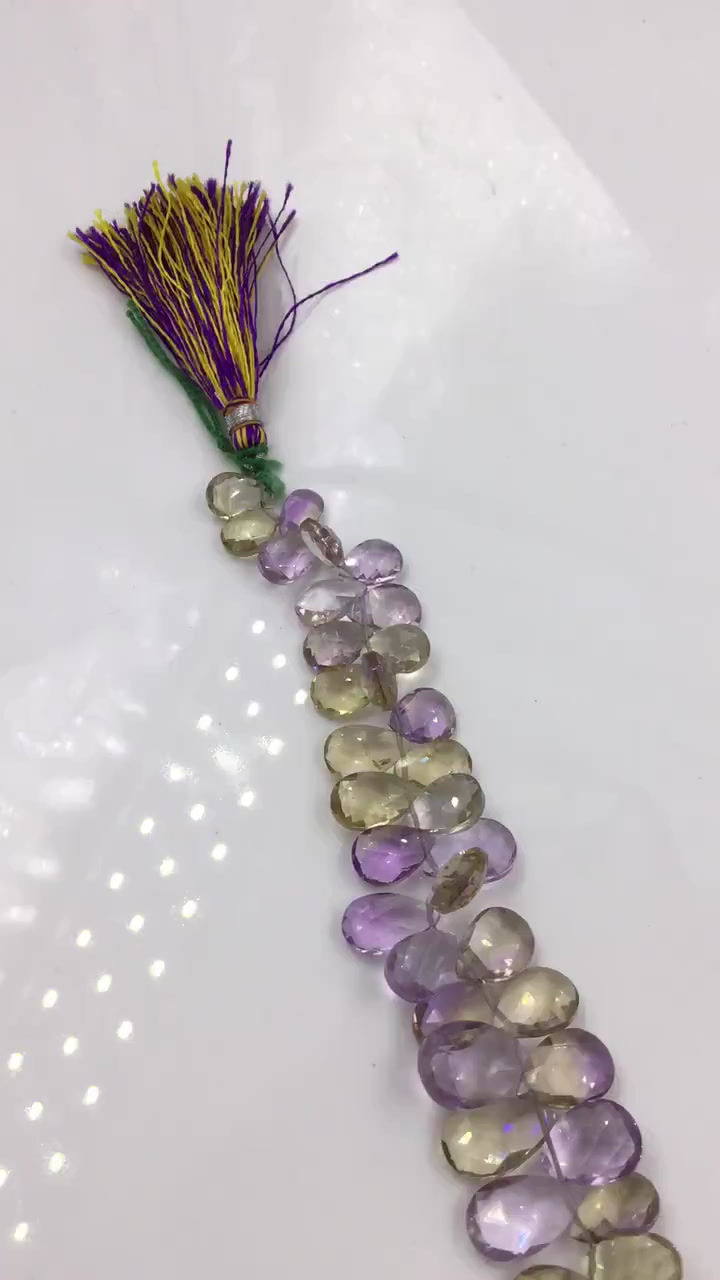 الصورة المصغرة: Ametrine Drops Faceted 108.05 , Size =6x8 To 10x13 MM 53 Pieces Ametrine