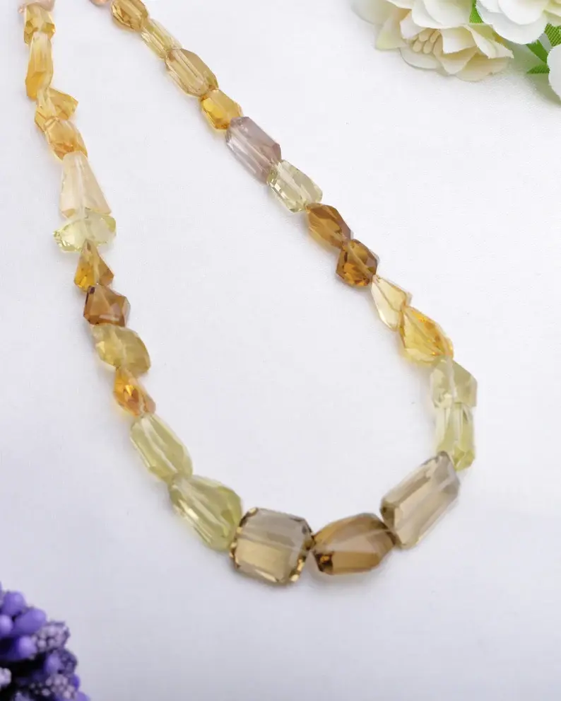 Miniature : Multi Quartz Faceted Tumble Beads 15 Inches Natural Multi Quartz Beads