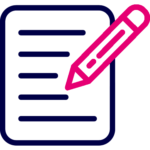 Icon of a pencil writing on a document