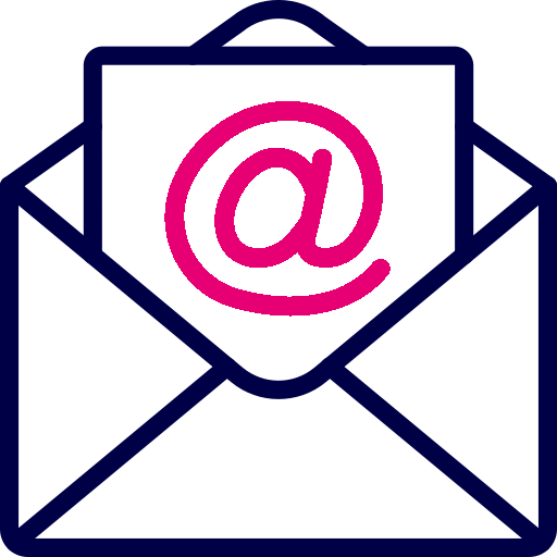 Icon of an open envelope with an at symbol