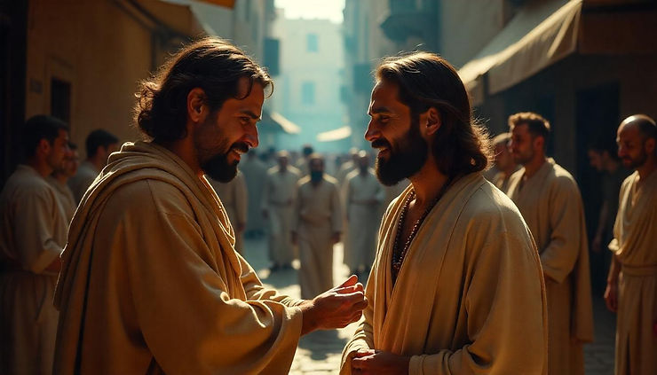 Bild på Jesus – Kristendomens centralgestalt som predikade om Guds rike och frälsning. Bilden visar en illustration av Jesus i en predikan.