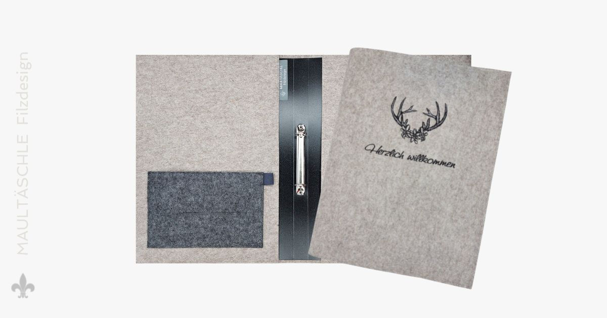 Gästemappe smart. Edelweiß Hirschgeweih scribble